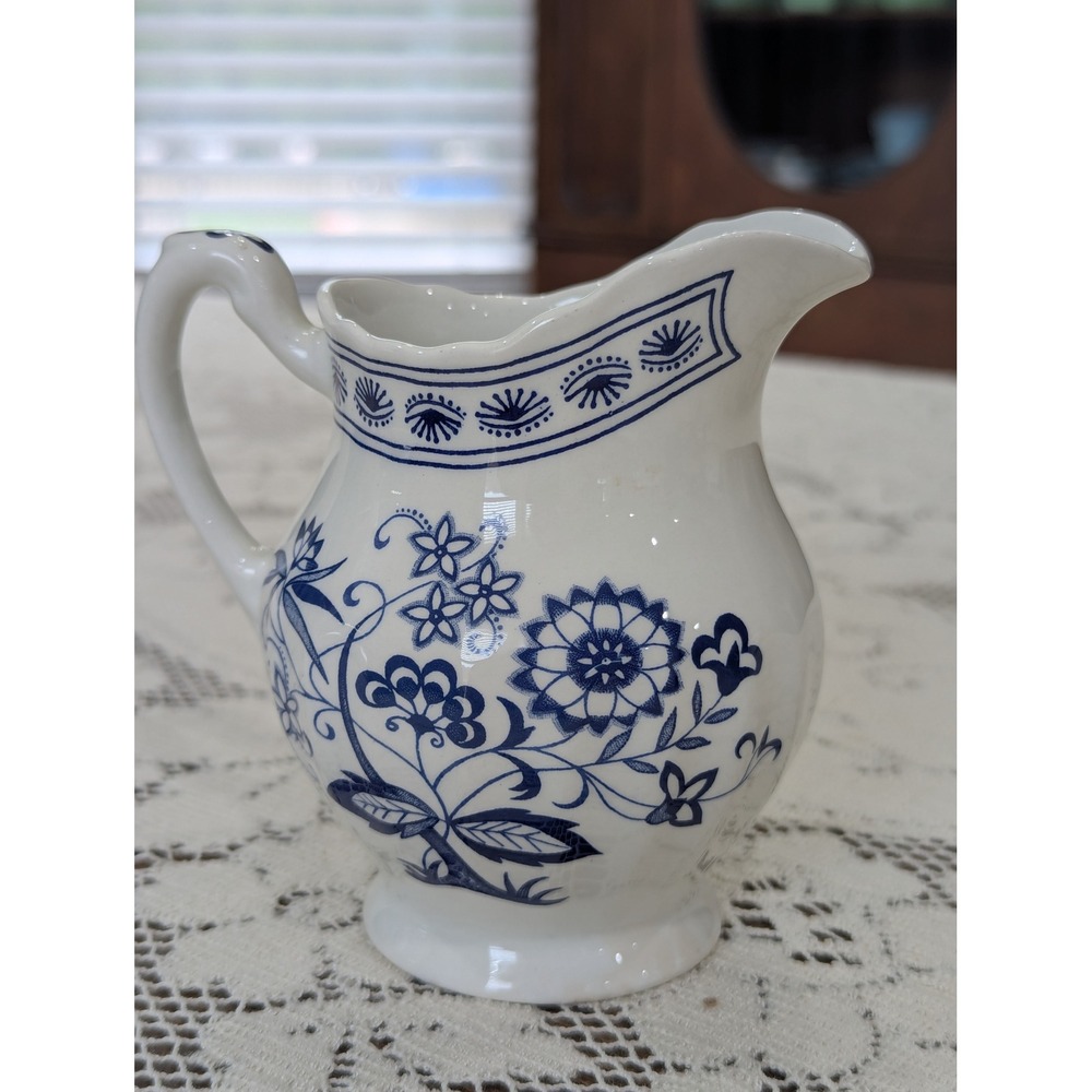 Vintage Creamer Small Blue J&G Meakin Blue Nordic Onion Pattern Ironstone - Picture 10 of 15